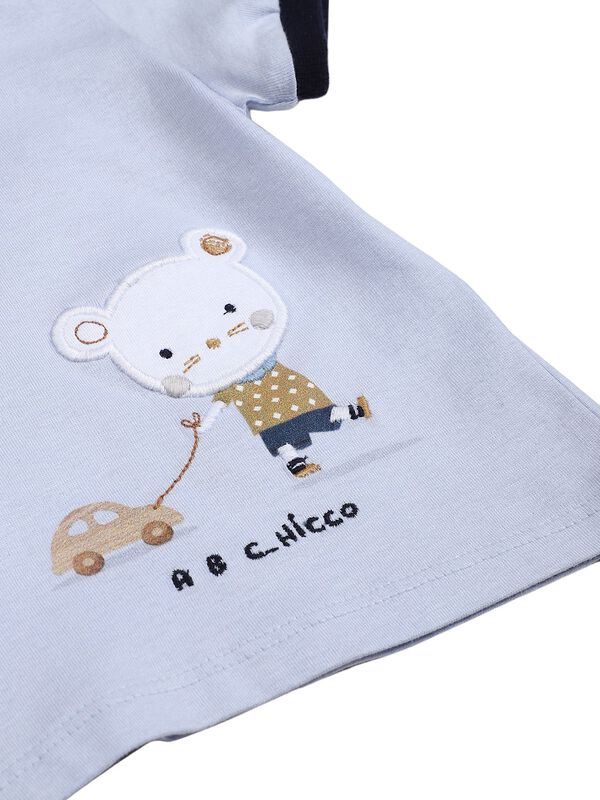 Boys Light Blue Short Sleeve Knitted T- Shirt image number 3